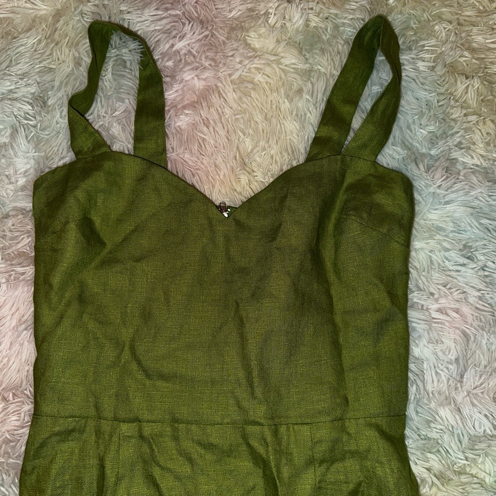 New Reformation Miso Linen Green Mini Dress Size 2 - Picture 3 of 7